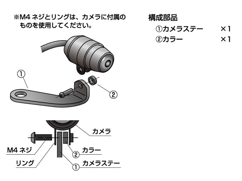 EDR-21αと純正ナンバー用ステーのセット　 バイク用ドラレコ　２カメラ