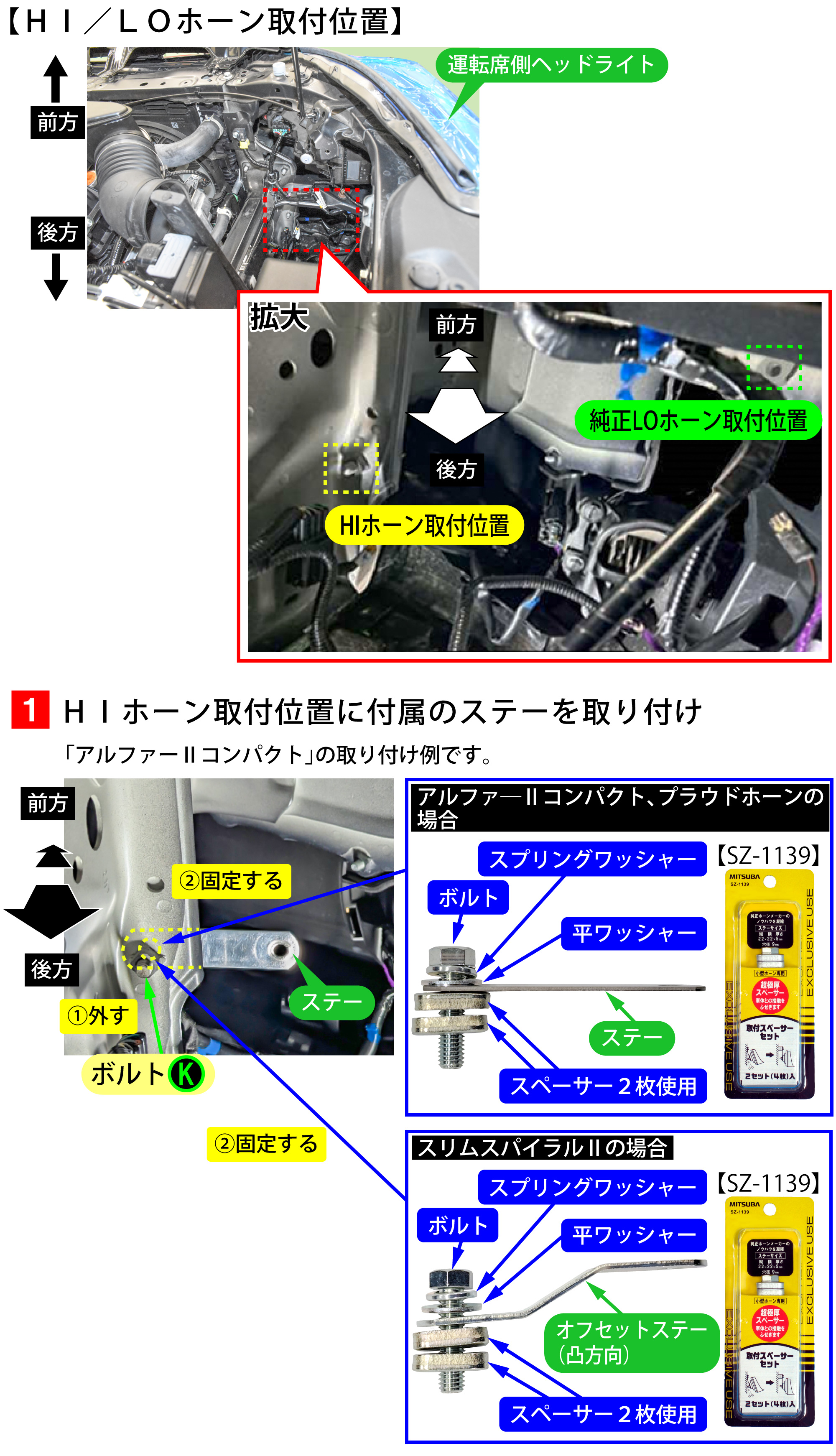 クロストレック(GUF)のホーン交換