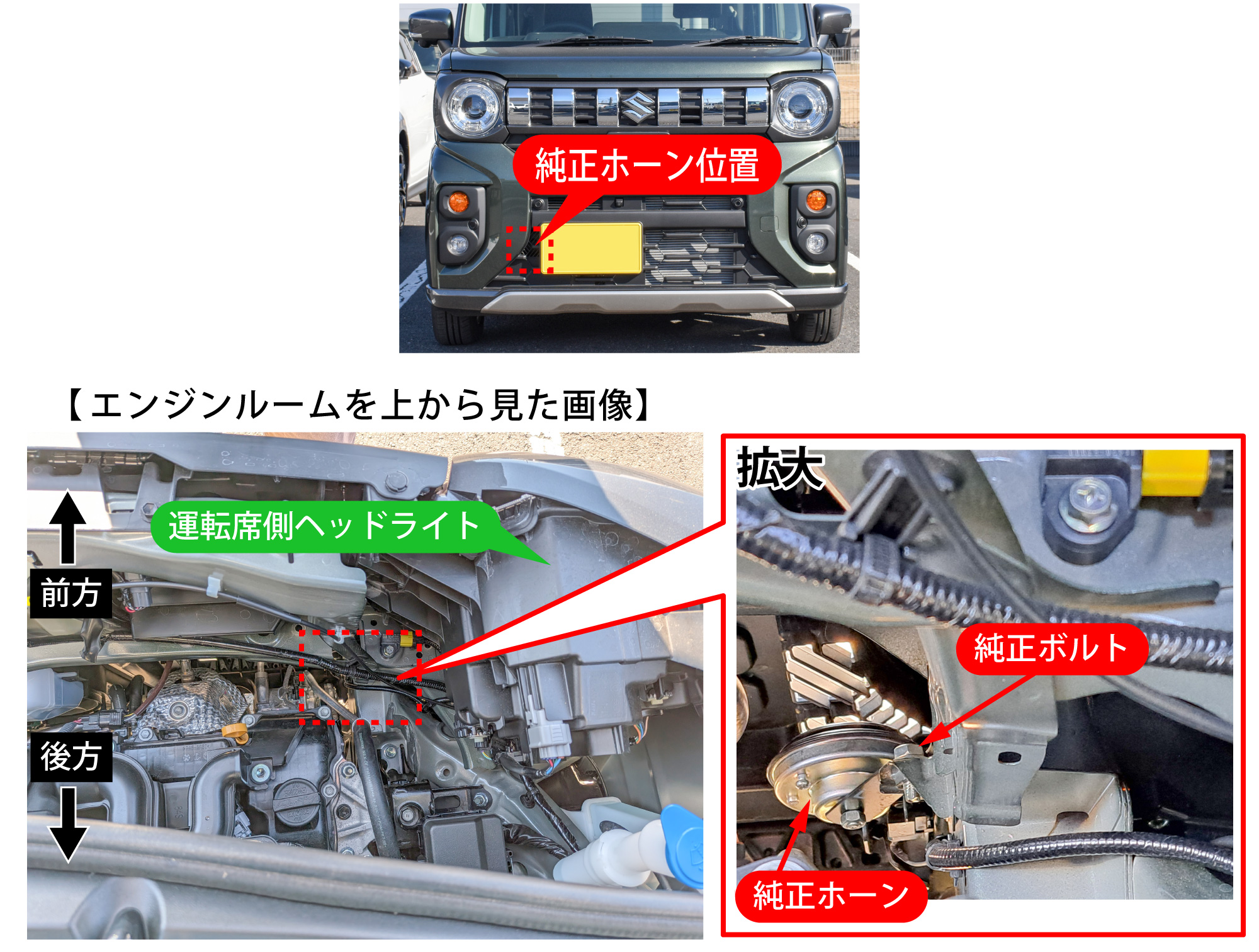 スペーシアギア(MK94S)のホーン交換